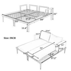 Outdoor Daybed Patio Metal Daybed With Wood Topped Side Spaces For Drinks, 2 In 1 Padded Chaise Lounges For Poolside, Balcony -Outdoor Living Gardens GUEST 00f11ead cffc 4656 9331 5507805f2166 1
