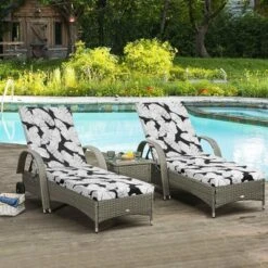 2 Pcs Set Indoor/Outdoor Chaise Lounge Chair Cushion Outdoor Furniture Cushion With Ties -Outdoor Living Gardens GUEST 01cc8f3c e381 4b63 a6a6 5d68c81aed23