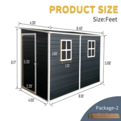 4x8ft Outdoor Storage Shed With Floor Resin Shed With Two-Window, Waterproof ,Lockable Doors For Patio,Yard,Lawn ---Gray -Outdoor Living Gardens GUEST 01fd095b 148d 42b7 a758 3867acb924ec