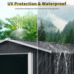 8x10ft Outdoor Metal Storage Shed With Metal Foundation Gray -Outdoor Living Gardens GUEST 05155c60 4a2e 4403 b6f3 6edde74fd942