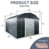 10 Ft X 12 Ft Outdoor Metal Storage Shed With Arch Roof With Lockable Doors For Backyard Garden Patio Lawn, Black