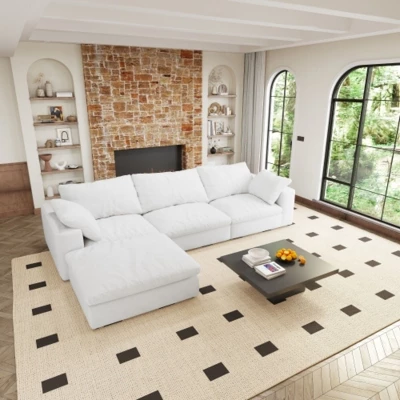 Cloud Modular Comfort L Shaped Sofa Couch For Living Room 3Seater +1 Ottoman 3 Cloud Modular Comfort L Shaped Sofa Couch For Living Room 3Seater +1 Ottoman