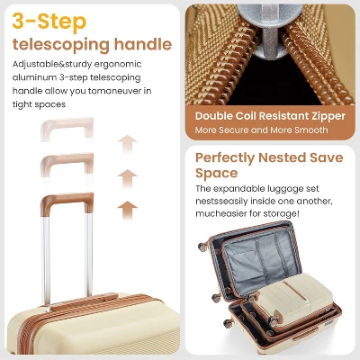 Luggage Sets 4 Piece(14/20/24/28) PP Lightweight & Durable Expandable Suitcase 5 Luggage Sets 4 Piece(14/20/24/28) PP Lightweight & Durable Expandable Suitcase - Image 3