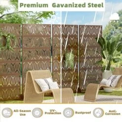 47-inches W X 72-inches H Brown Galvanized Sheet Screen Outdoor And Lndoor Divider For Balcony Patio Garden Room Divider(Star 01) -Outdoor Living Gardens GUEST 078617ee fe2e 4c9c 9b22 fc75f2201088