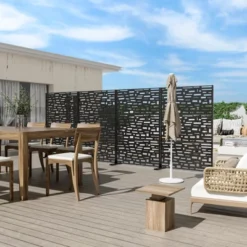 1-Piece Wide Edged Black Galvanized Sheet Screen Outdoor Metal Screen Decorative Art Panel