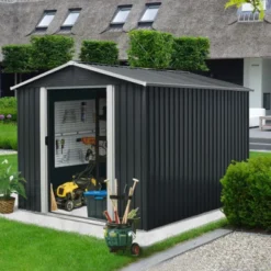 8x10ft Outdoor Metal Storage Shed With Metal Foundation Gray -Outdoor Living Gardens GUEST 0c1ad415 0cc7 4ec5 bffb ed18a0540707