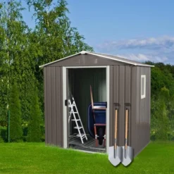 6ft X 5ft Outdoor Metal Storage Shed Gray With Window -Outdoor Living Gardens GUEST 0c43386c 1141 4c79 84bd d9aae8af78b7