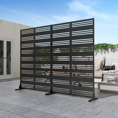 47-inches W X 72-inches H Black Galvanized Sheet Screen Outdoor And Lndoor Divider For Balcony Patio Garden Room Divider (Shutter-B) 5 47-inches W X 72-inches H Black Galvanized Sheet Screen Outdoor And Lndoor Divider For Balcony Patio Garden Room Divider (Shutter-B) - Image 3