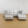 White Semi-PU Leather Sectional Sofa Modern L-Shaped Design, Tufted Cushions, Storage Ottoman, Versatile Home D�cor -Outdoor Living Gardens GUEST 0d53f34a f8f6 4010 8302 2eaaaf468cb7