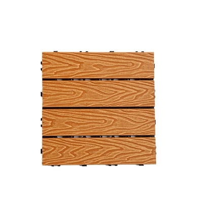 11 PCS 11.7" X 11.7" Square Plastic Wood Deck Tiles With Texture, Outdoor Terrace Flooring,Orange 6 11 PCS 11.7" X 11.7" Square Plastic Wood Deck Tiles With Texture, Outdoor Terrace Flooring,Orange - Image 4