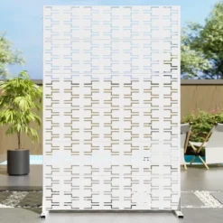 46.8in.W X 71.37in.H White Brick Shape Galvanized Sheet Outdoor Private Screen Decorative Art Panel