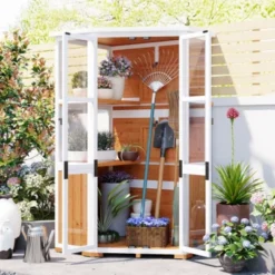 Mini Greenhouse Storage Shed: 63" Height, Wood, Waterproof And Secure -Outdoor Living Gardens GUEST 10a558bd bde7 423b b874 621738dc9223