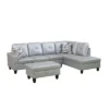 Light Grey Semi-PU Leather Sectional Sofa - Modern L-Shaped Design, Tufted Cushions, Decorative Pillows, Storage Ottoman -Outdoor Living Gardens GUEST 114d2d3f 3f97 4e01 ab33 be0e9ac799bc