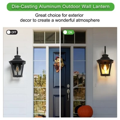 21" H 1-Pack Outdoor Wall Lantern Light Vintage Black Metal And Clear Glass Sconce With Decorative Scroll Design (Bulb Not Included) 5 21" H 1-Pack Outdoor Wall Lantern Light Vintage Black Metal And Clear Glass Sconce With Decorative Scroll Design (Bulb Not Included) - Image 3