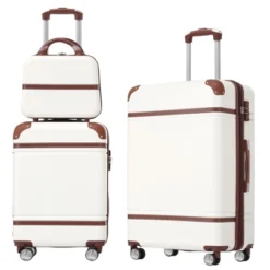 Hardshell Luggage Sets 3 Pieces 20"+24" Luggages And Cosmetic Case Spinner Suitcase With TSA Lock Lightweight,White -Outdoor Living Gardens GUEST 13596bad 3237 4c97 b04e c4f15bb657b4