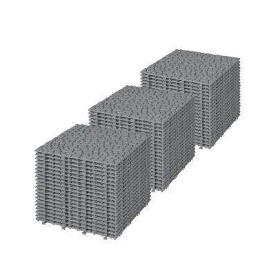 12 X 12 Inch Black Interlocking Deck Tiles – Waterproof Plastic Outdoor Decking Tiles With Pebble Stone Pattern, 60-Pack 11 12 X 12 Inch Black Interlocking Deck Tiles – Waterproof Plastic Outdoor Decking Tiles With Pebble Stone Pattern, 60-Pack - Image 9