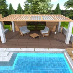 2FT Patio Deck Tiles, DIY Interlocking Decking, Quick Install For Porch, Poolside, Balcony, Backyard. 24pcs Red Brown -Outdoor Living Gardens GUEST 176d401d b33d 4f15 88ea a7d6fa1855c0