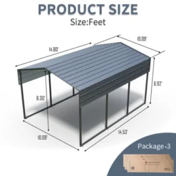 Outdoor Carport, 10 X 15 FT Carport, Heavy Duty Carport Canopy With Galvanized Steel Roof And Frame -Outdoor Living Gardens GUEST 18801a7e 54d7 4797 a8f7 91480f37d3d3