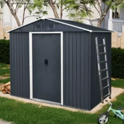 8ft X 4ft Outdoor Metal Storage Shed With Metal Foundation,Gray -Outdoor Living Gardens GUEST 1b87f9a9 636c 45d6 ac06 c6d1161f6f92