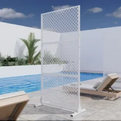 White Double-Grid Woven Galvanized Steel Screen | 183H X 90W X 40D Cm