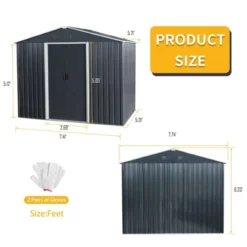 8ft X 6ft Outdoor Metal Storage Shed With Metal Foundation,Gray (SKU: W540S00012) -Outdoor Living Gardens GUEST 1daf8cf3 0400 4ad3 98c4 0ad51c763200