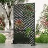 1-Piece 46.8in.W X 71.37in.H Black Parallel Line Galvanized Outdoor Privacy Screen Garden Screen Decorative Art Panel -Outdoor Living Gardens GUEST 1e601ab6 7fc7 42a3 a63d ef0a02d55768