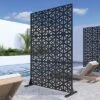 V-Shaped Triangle Pattern Black Galvanized Steel Screen | 183H X 120W X 4D Cm 1 V-Shaped Triangle Pattern Black Galvanized Steel Screen | 183H X 120W X 4D Cm -Outdoor Living Gardens GUEST 1f4825ef c81c 4cf0 8d45 7e4e540453fb
