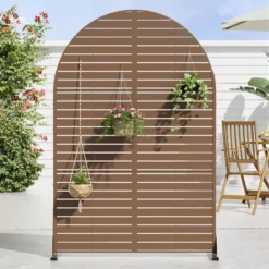 1-Piece Classic White Arched Galvanized Sheet Screen With Blinds, Outdoor Privacy Screen -Outdoor Living Gardens GUEST 1fa667fe 14c1 4f74 9a72 6483571bc7c8