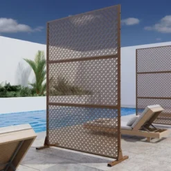 Two-Grid Woven Brown Galvanized Steel Partition Panel | 183H X 120W X 40D Cm