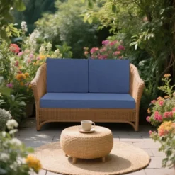 Outdoor Loveseat Cushion Set 48X24X4.5inch Deep Seat Cushions For Patio Furniture