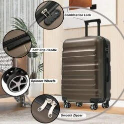 28 Inch Brown Hardshell Luggage Lightweight Durable ABS Suitcases With Double Wheels Expandable Checked -Outdoor Living Gardens GUEST 225722c3 4844 4a7d b971 ef0468805014