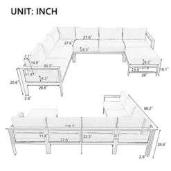 6 Seaters Gray U-Shaped Multi-Person Outdoor Sofa Set Suitable For Gardens Backyards And Balconies -Outdoor Living Gardens GUEST 22f610d3 eb78 4048 b02e bbbdd5d8eded