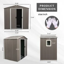 6ft X 5ft Outdoor Metal Storage Shed Gray With Window -Outdoor Living Gardens GUEST 24bc0738 3c2b 451e 9fa4 43a7a928c358