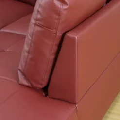 Elegant Red Semi-PU Leather Sectional Sofa - L-Shaped Design, Plush Cushions, Storage Ottoman, Modern Living Room Furniture -Outdoor Living Gardens GUEST 253e8961 2bdf 4742 9d03 babd071b45ef