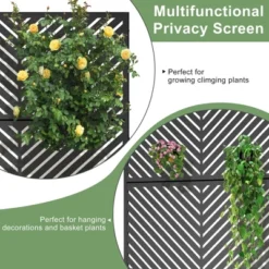 1-Piece 46.8in.W X 71.37in.H Black Parallel Line Galvanized Outdoor Privacy Screen Garden Screen Decorative Art Panel -Outdoor Living Gardens GUEST 264b9f0b 647d 48ea a4f8 917102a91d3d