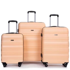 Expandable 3 Piece Luggage Sets PC Lightweight & Durable Suitcase With Two Hooks, Spinner Wheels, TSA Lock, (21/25/29) Peach -Outdoor Living Gardens GUEST 26fefc16 2e2d 4fd0 a475 2ba392388132