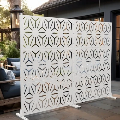 47-inches W X 72-inches H Black Galvanized Sheet Screen Outdoor And Lndoor Divider For Balcony Patio Garden Room Divider (Star 01) 5 47-inches W X 72-inches H Black Galvanized Sheet Screen Outdoor And Lndoor Divider For Balcony Patio Garden Room Divider (Star 01) - Image 3