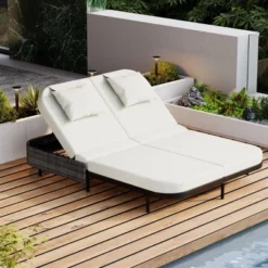 Rattan Outdoor Daybed: 5-Position Backrest, Removable Cushions, Iron Frame For Garden/Backyard/Poolside -Outdoor Living Gardens GUEST 2810e92f d2a1 4592 8579 da832d75740a