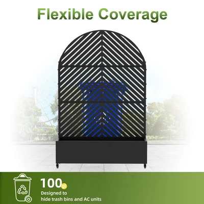 73" X 47" Wrought Iron Black Arch Planter Box With Climbing Rack (Parallel Line ) 6 73" X 47" Wrought Iron Black Arch Planter Box With Climbing Rack (Parallel Line ) - Image 4