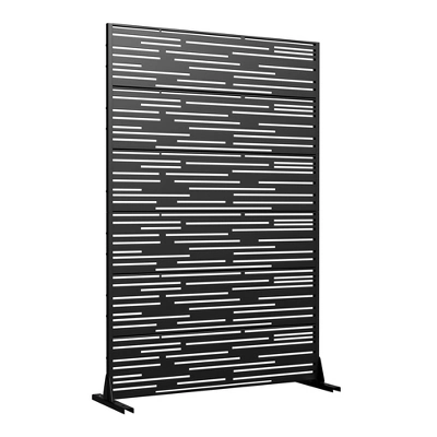 1-Piece 46.8 In. W X 71.37 In. H Light And Shadow Type Black Galvanized Sheet Outdoor Screen Decorative Art Panel 4 1-Piece 46.8 In. W X 71.37 In. H Light And Shadow Type Black Galvanized Sheet Outdoor Screen Decorative Art Panel - Image 2