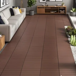 24 Pcs Patio Deck Tiles, DIY Module Interlocking Decking Tiles Floor Tile