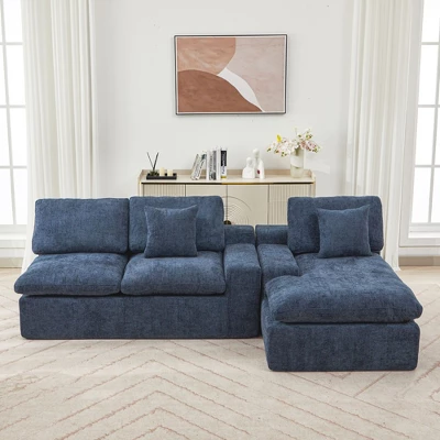 Cloud Sectional Sofa 107.9" Upholstered Sofa Couch With Double-layer Cushion And Side Pockets 6 Cloud Sectional Sofa 107.9" Upholstered Sofa Couch With Double-layer Cushion And Side Pockets - Image 4