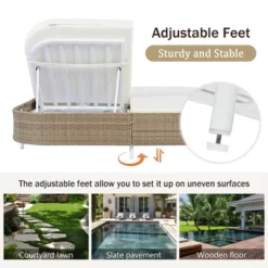 Rattan Outdoor Daybed: 5-Position Backrest, Removable Cushions, Iron Frame For Garden/Backyard/Poolside -Outdoor Living Gardens GUEST 2ec65d4e ede9 4fef 8e90 46aa3ce00815