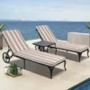 2PCS Set Outdoor Lounge Chair Cushion Replacement Patio Funiture Seat Cushion Chaise Lounge Cushion-Blue/white -Outdoor Living Gardens GUEST 2fbc6ac0 2288 49a5 90a1 c74568ee9e0b