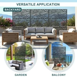 47-inches W X 72-inches H Black Galvanized Sheet Screen Outdoor And Lndoor Divider For Balcony Patio Garden Room Divider (Spring 01) 13 47-inches W X 72-inches H Black Galvanized Sheet Screen Outdoor And Lndoor Divider For Balcony Patio Garden Room Divider (Spring 01) -Outdoor Living Gardens GUEST 30b79676 e419 4847 aa39 e7788b8b58ca