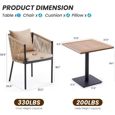 2-Piece Outdoor Dining Set - Rattan Wicker Patio Chairs With Cushions, Perfect For Garden, Deck, Backyard, And Poolside 4 2-Piece Outdoor Dining Set - Rattan Wicker Patio Chairs With Cushions, Perfect For Garden, Deck, Backyard, And Poolside - Image 2