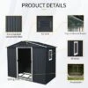 8ft X 4ft Outdoor Metal Storage Shed With Window And Metal Foundation,Gray 1 8ft X 4ft Outdoor Metal Storage Shed With Window And Metal Foundation,Gray -Outdoor Living Gardens GUEST 31fbacec 165e 43b5 9cfa 29280d019b2e