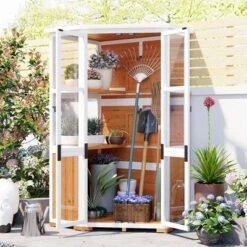 Garden Storage Shed & Mini Greenhouse With Waterproof Roof, Lockable Door & Shelves -Outdoor Living Gardens GUEST 327c96a6 6dd2 4684 865e 68e8d12b9217