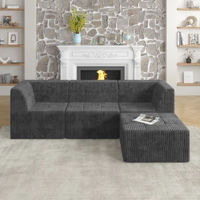 Single Seat Sofa Compressed Sectional Sofa Modern Minimalist Style Corduroy Couch, Sleeper Sofa For Living Room 19 Single Seat Sofa Compressed Sectional Sofa Modern Minimalist Style Corduroy Couch, Sleeper Sofa For Living Room - Image 17