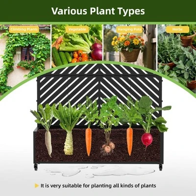 73" X 47" Wrought Iron Black Arch Planter Box With Climbing Rack (Parallel Line ) 7 73" X 47" Wrought Iron Black Arch Planter Box With Climbing Rack (Parallel Line ) - Image 5